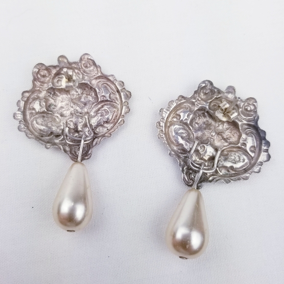 Artisan 925 SS & Faux Pearl Bracelet & Earrings - Picture 12 of 16